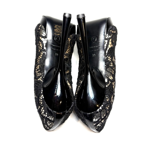 Alexander McQueen Black Lace Platform Peep Toe Stilettos | 39 - Picture 9 of 10